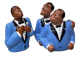 Vintage 1998 Clay Art "SOUL TONES" Jazz Singers Salt Pepper Shaker Set Musicians
